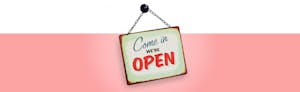 Business credit scores represented by an open for business sign