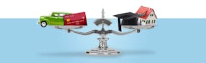 Scale to represent various debt obligations