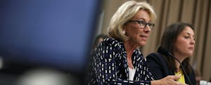 WASHINGTON, DC - MAY 24: U.S. Secretary of Education Betsy DeVos testifies during a hearing before the Labor, Health and Human Services, Education and Related Agencies Subcommittee of the House Appropriations Committee May 24, 2017 on Capitol Hill in Washington, DC. The subcommittee held a hearing on "Department of Education Budget."